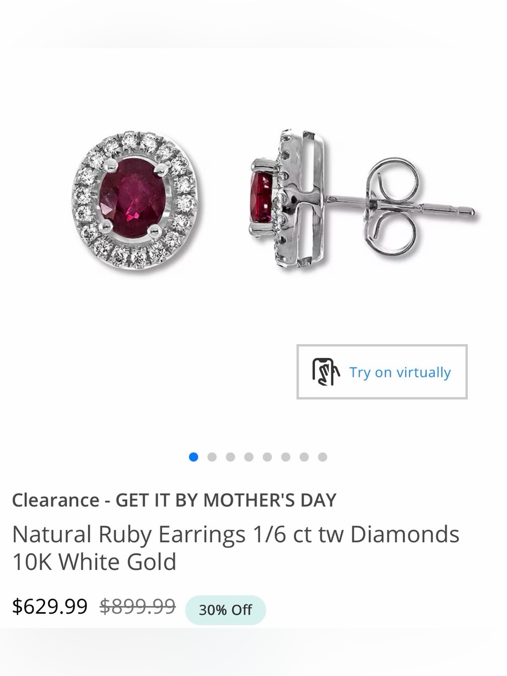 Ruby Red and Diamond Stud Earrings - Picture 3 of 5
